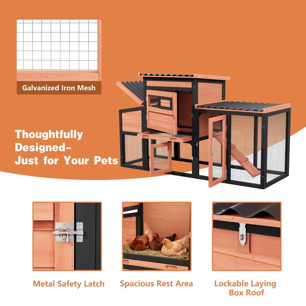 Wooden Chicken Coop with Nesting Box,Chicken Brooder with Openable Roof Window