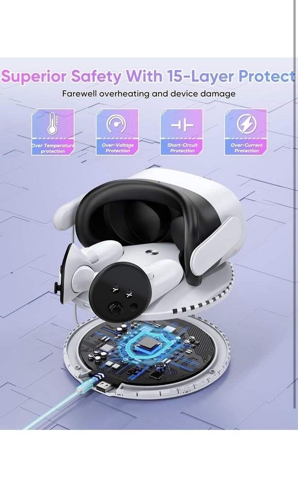 Charging Dock for Meta Quest 2 VR Headset & Controllers, Magnetic, USB-C, RGB