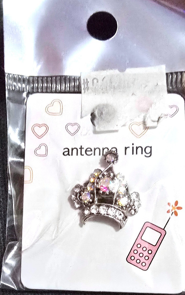 Antenna Ring Charm Rhinestone Crown