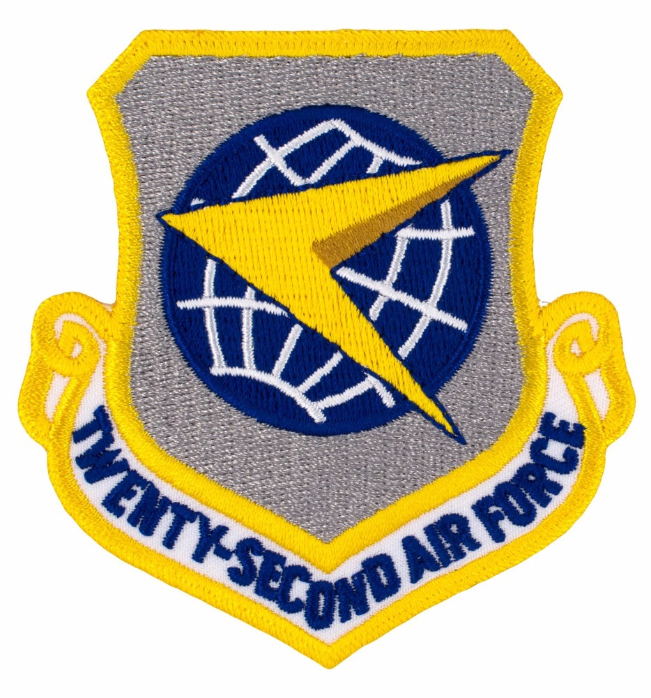 USAF 22nd Air Force Shield Patch (735) 3" x 3" Embroidered Patch 10473