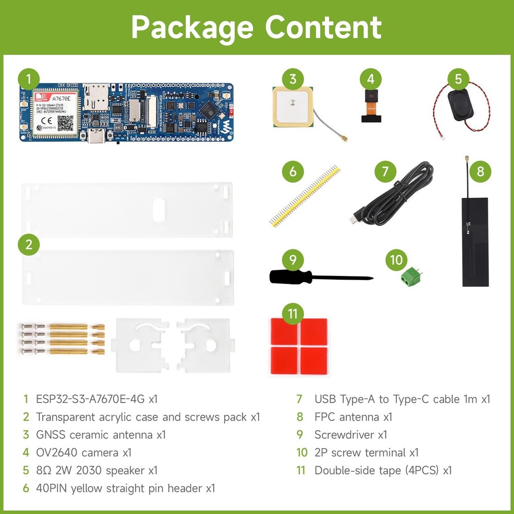 Waveshare ESP32-S3 A7670E 4G Development Board LTE Cat-1 /2G/WiFi/Bluetooth GGNS