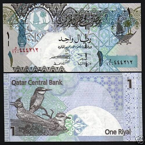 Qatar 1 RIYAL P-28 2008 ND Qatari REPLACEMENT Native BIRD UNC WorldCurrency NOTE