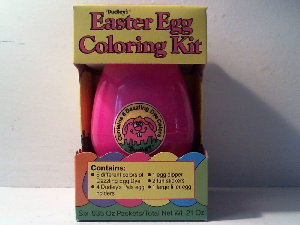 1986 DUDLEY'S EASTER EGG DYE COLORING KIT COMPLETE IN ORIGINAL BOX - PINK