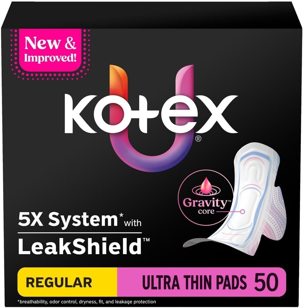Ultra Thin Pads with Wings, Regular Absorbency, 50 Count Packaging May Vary