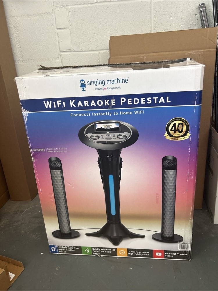 Premium Wi-Fi Karaoke System 7'' Touchscreen Singing Machine - Two Mics Complete