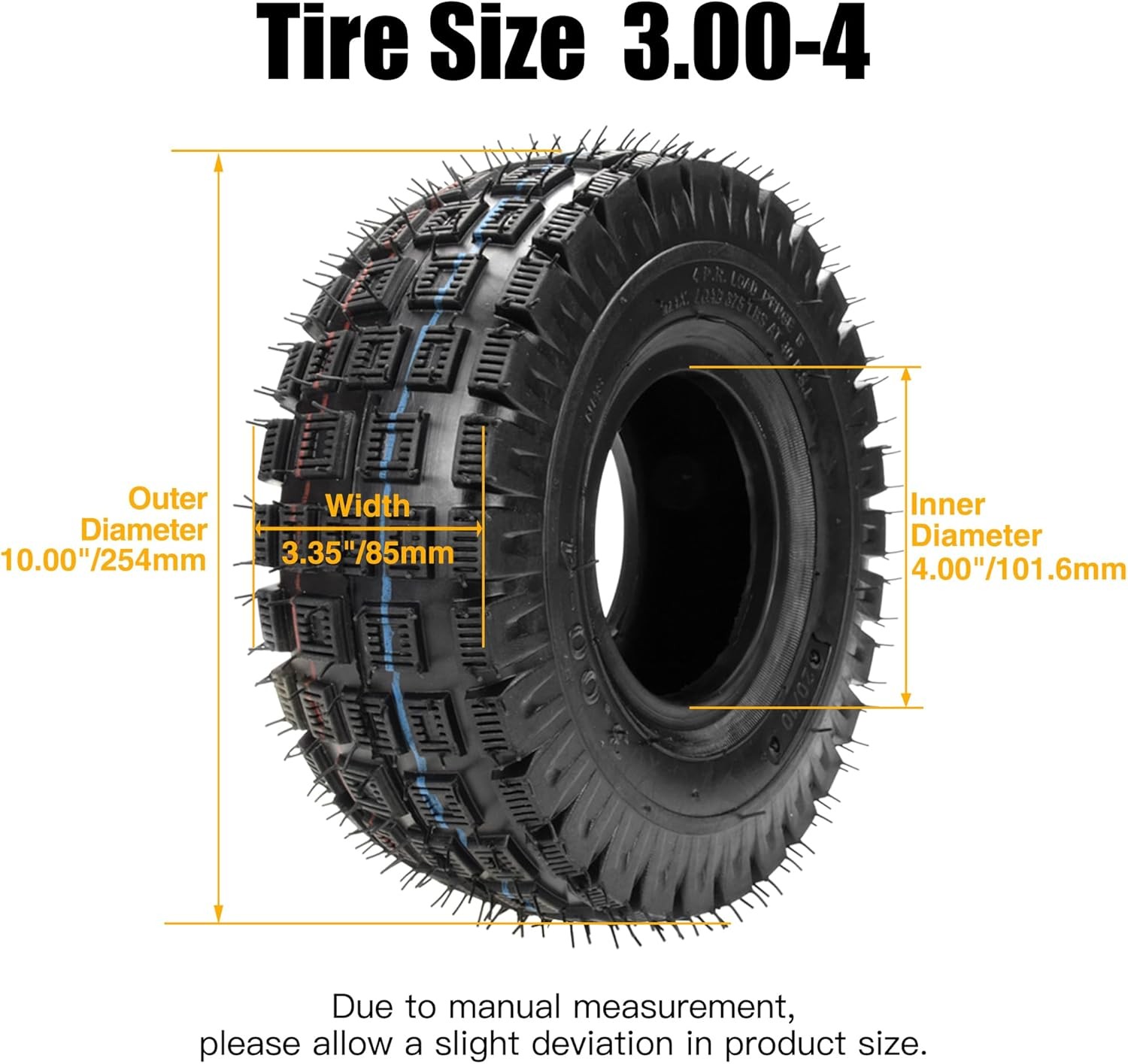 3.00-4 260 x 85 10x3 9x3.50-4 Tires Knobby Tread Tube Kit For E300 E325 Go kart