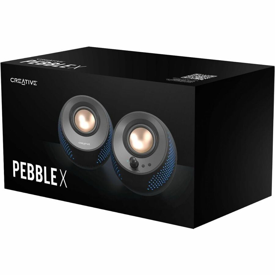 Creative Pebble X 2.0 Bluetooth Speaker System - 15 W RMS - Black