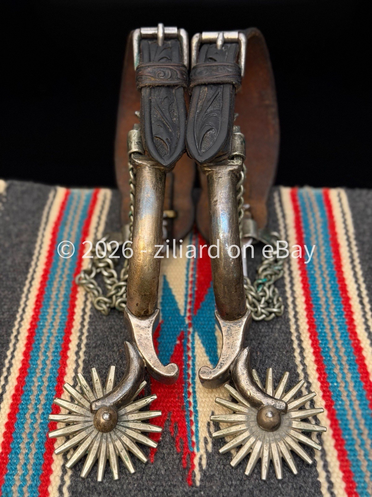 ONE OF A KIND California Vaquero Spurs w/ Straps & Silver Tapia Style Conchos