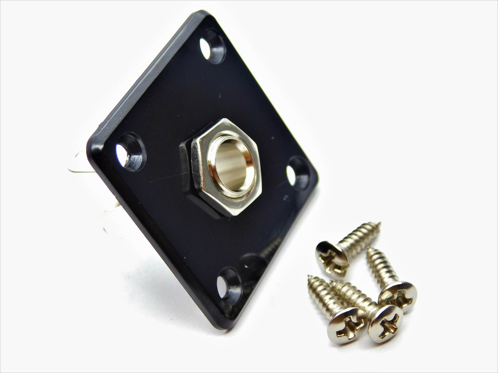 Black Square Output Jack Plate PlasticFits Epiphone Les Paul ®