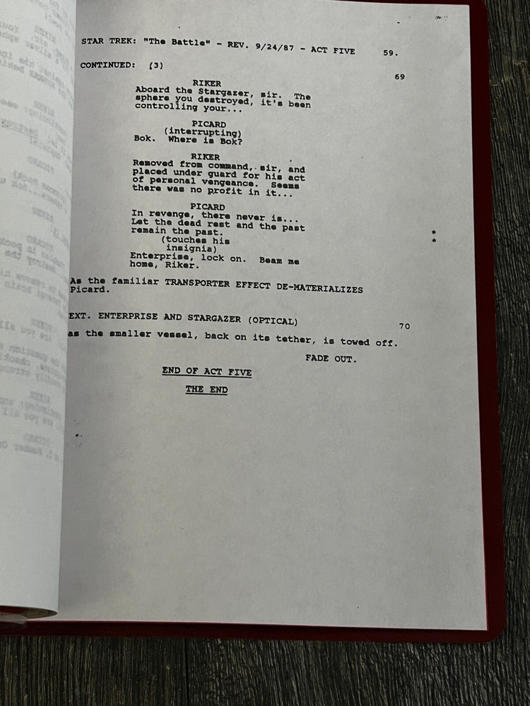 STAR TREK Script The Next Generation The Battle Revised Final Draft Sept 15 1987
