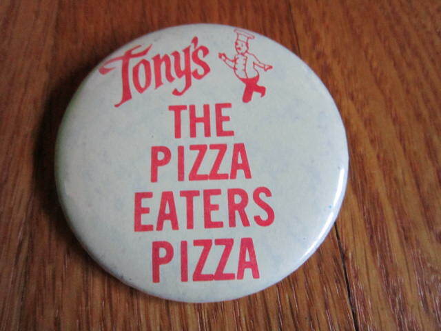 Vintage Button Tony's Pizzeria The Pizza Eater's Pizza Pinback Pin Little Chef
