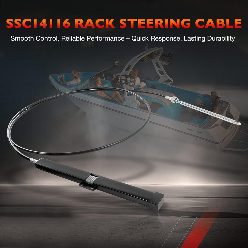 16 FT Back Mount Steering Cable Kit For Seastar Teleflex Rack Steering SS14116