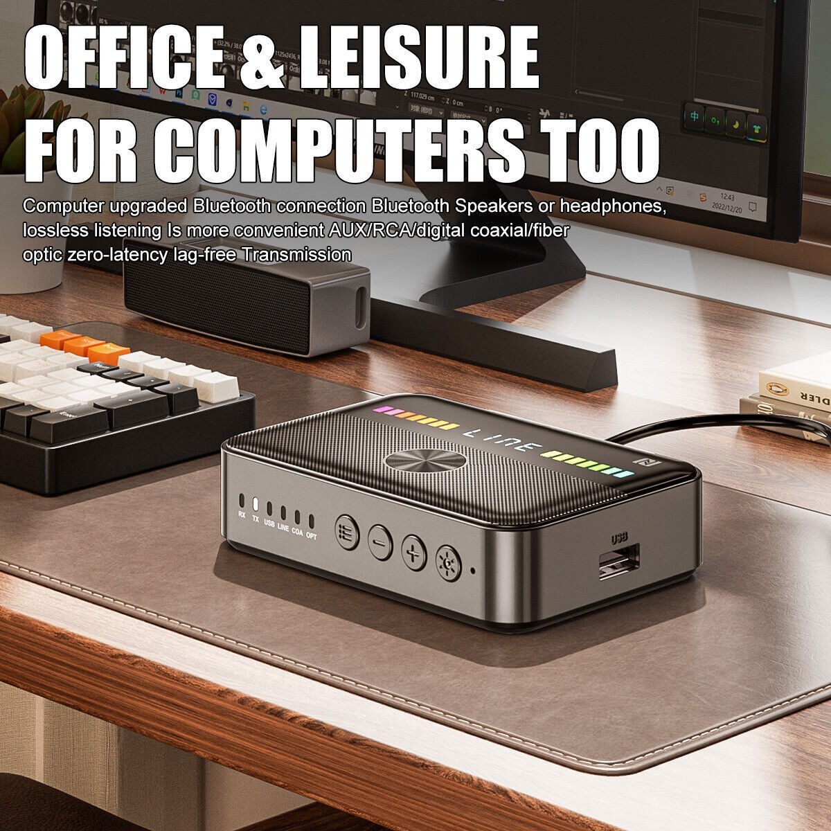 Bluetooth 5.3 Transmitter Receiver 3.5mm AUX RCA TV Home Stereo Audio Adapter