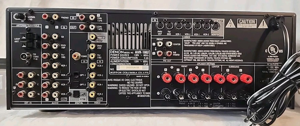 Denon AVR-1802 Receiver Bundle with Remote, Loop & Manual. Tested