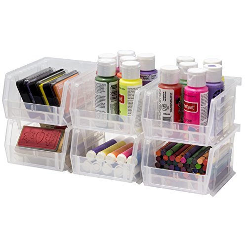 Plastic Storage Bins Hanging Stacking Containers, 5"/4"/3" - 6 Pack