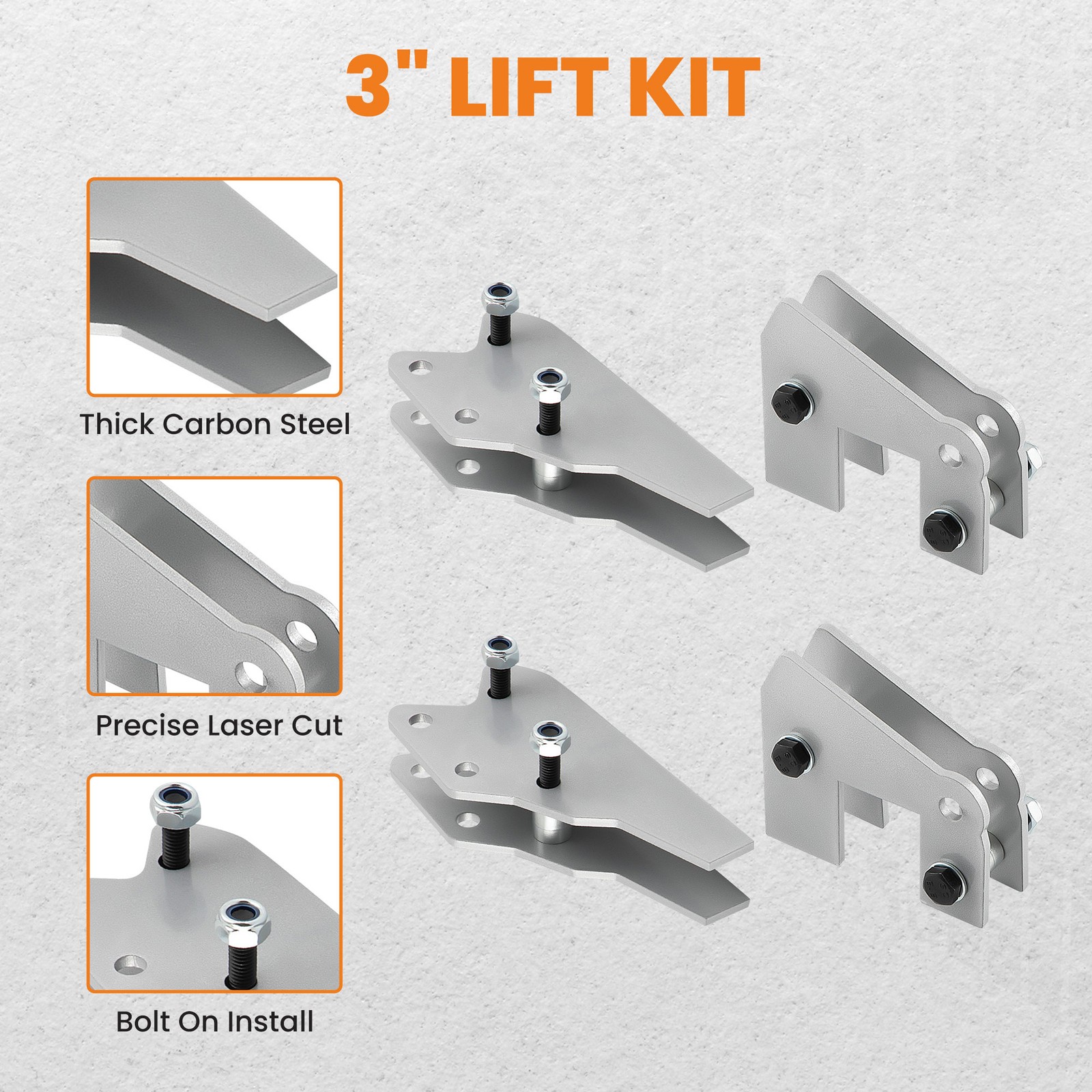 Front + Rear 3" Full Lift Kits for Polaris Ranger Fullsize 570 XP 900 1000 Crew