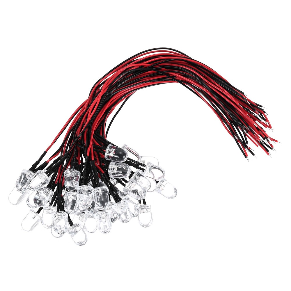 40 Pcs 9-12V DC 10mm LED Diode Light, Orange Light