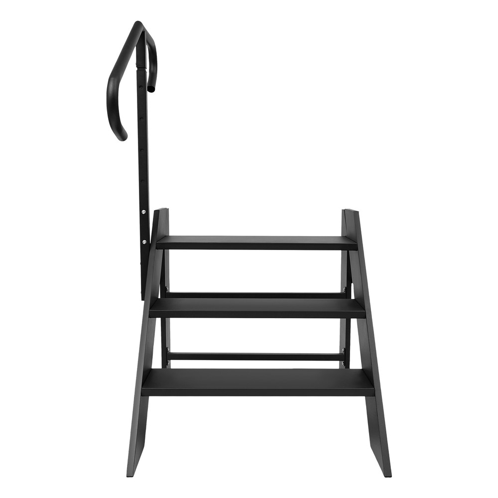 Step Ladder Foldable 3 Steps Ladder w/ Adjustable Handrail Swimming Pool Ladder