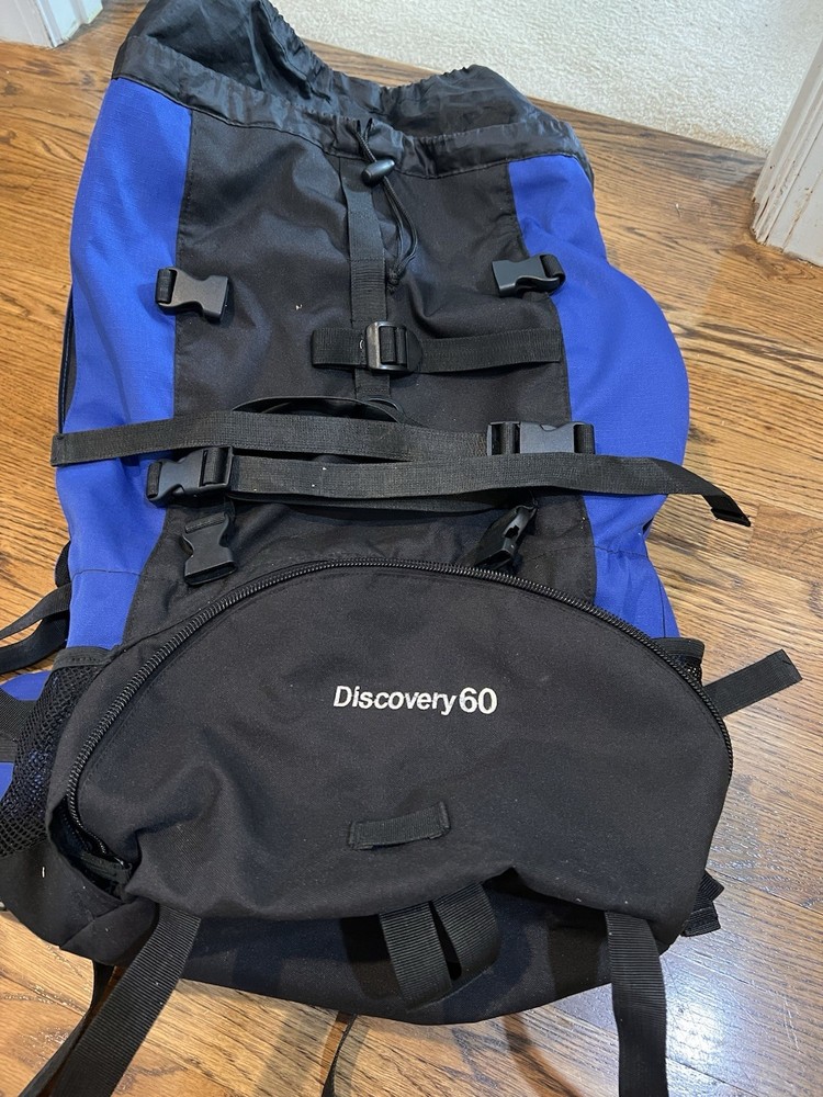 CUSCUS Adjustable Hiking Camping Backpack Internal Frame Blue Black Discovery 60