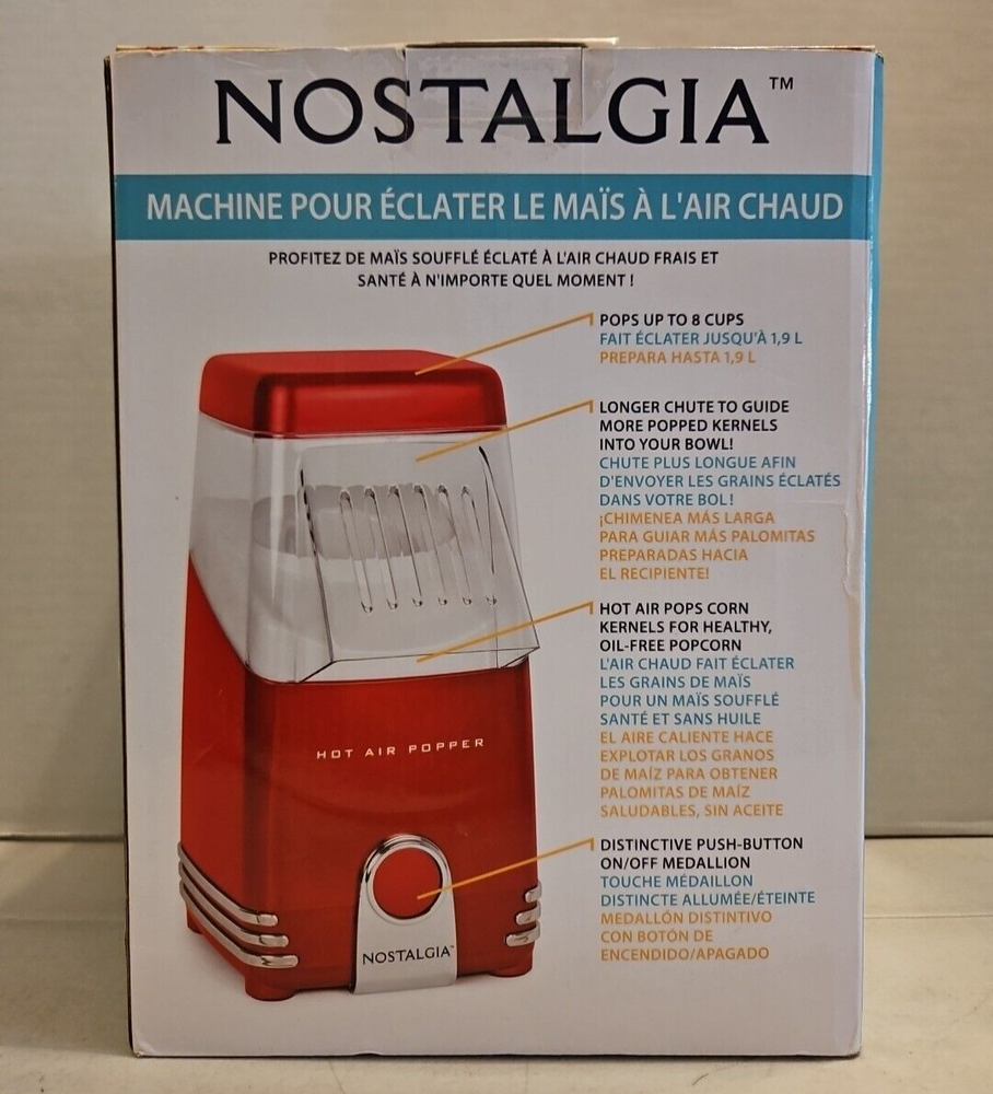 Nostalgia Hot Air Popcorn Maker HAP8RD - New & Sealed