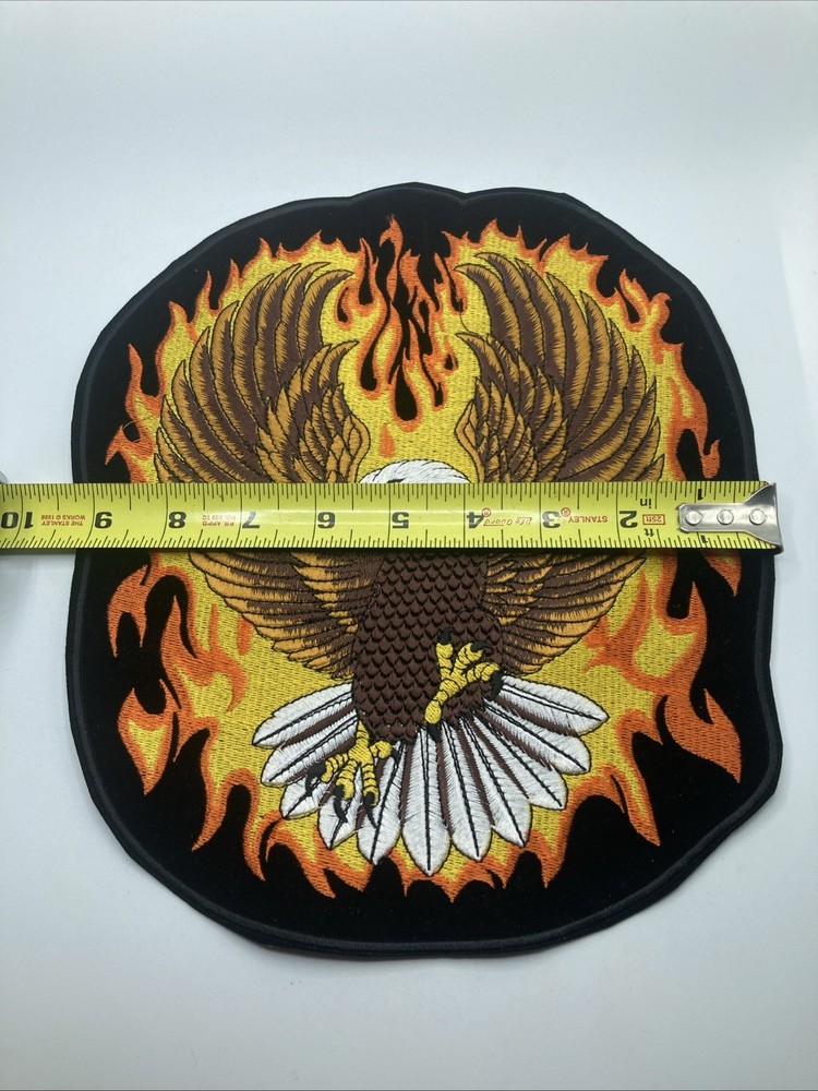 Large Eagle Flames Biker Embroidered Patch Harley rider motorcycle -