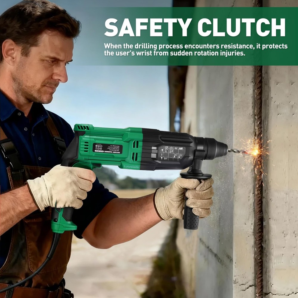 1 Inch SDS-Plus Rotary Hammer Drill, 8Amp, 3.0J 4 Functions Variable Speed Ha...