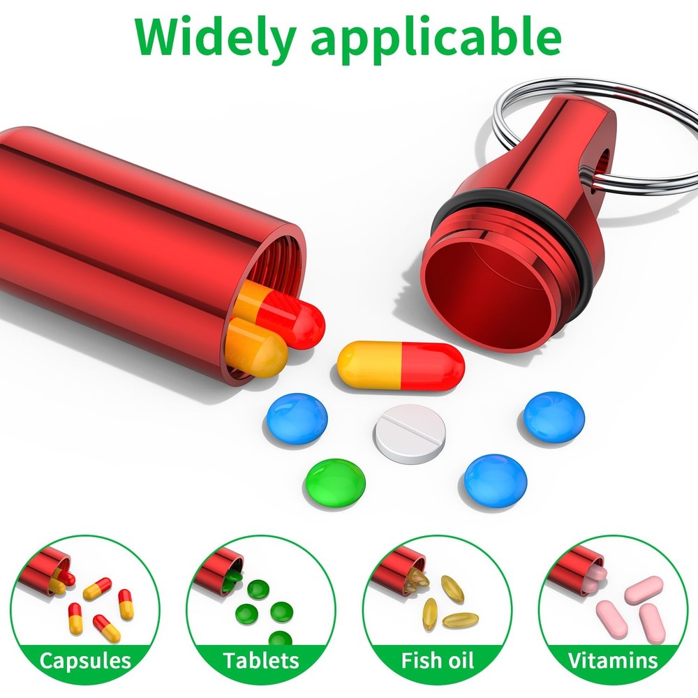 Urekt Small Pill Box Keychain, (4 Pack) Portable Keychain Multicolor