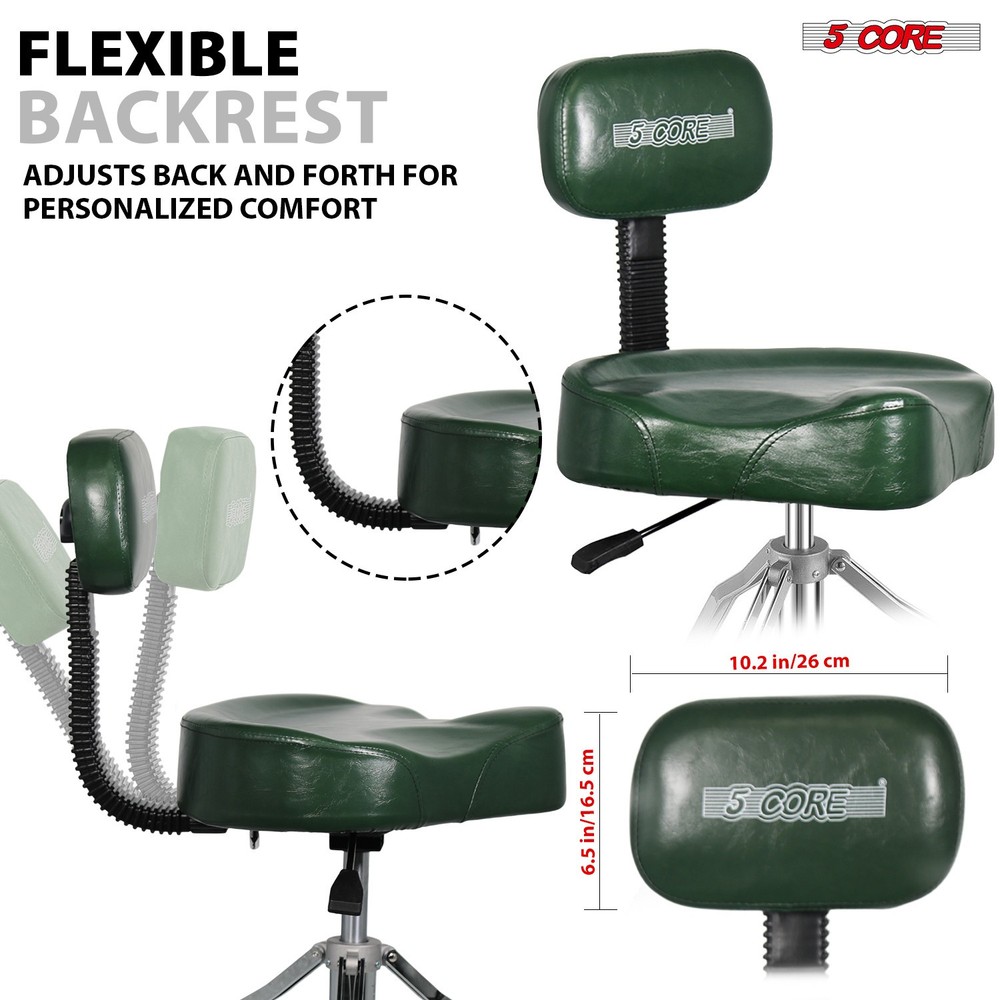 5 Core Drum Throne w Backrest 4" Padded Stool Adjustable 24.5" 441Lb Capacity