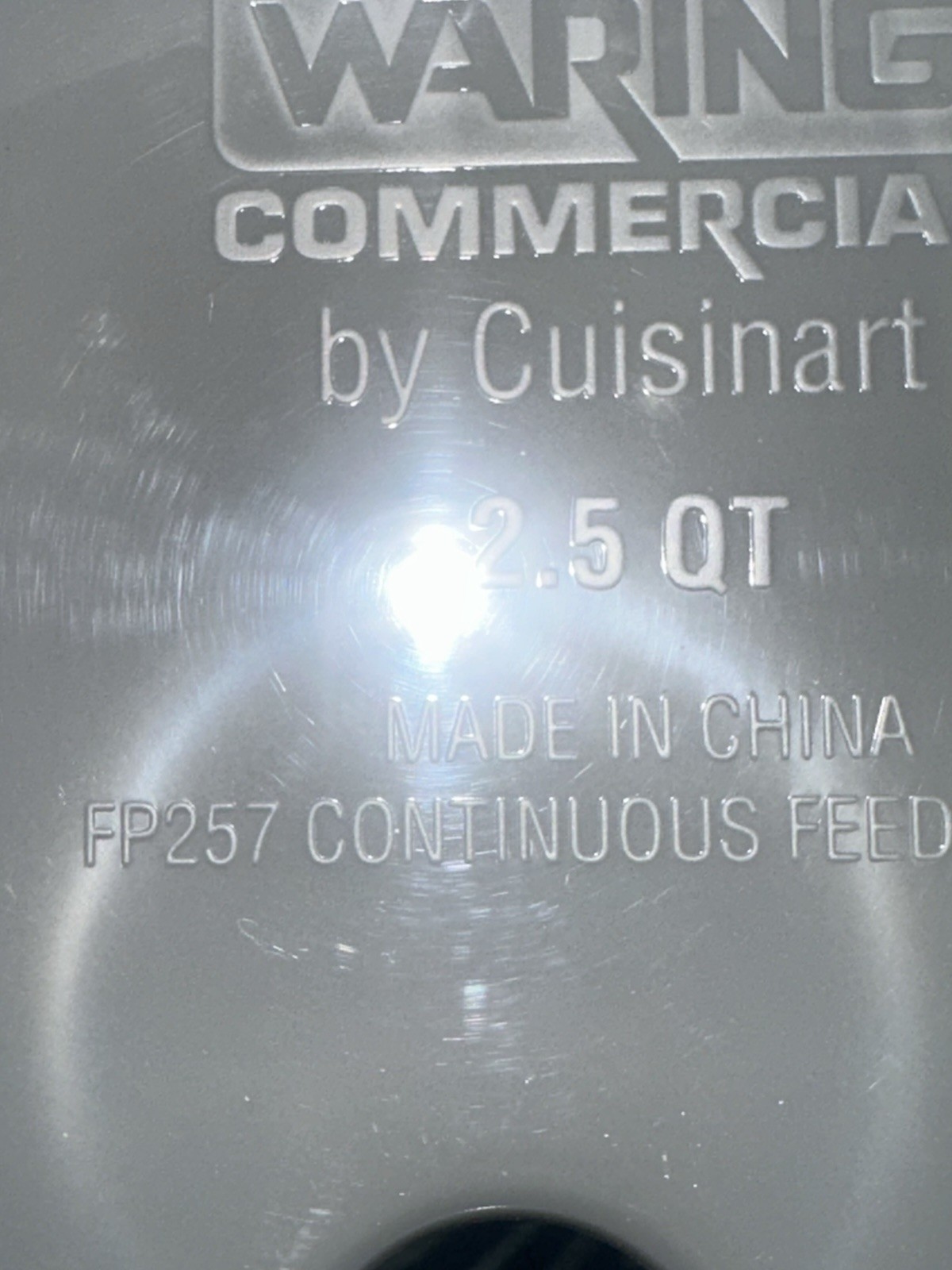 Waring Continuous Feed Commercial Processor. Fp-257 Chute, Fp258 Cover Fp259