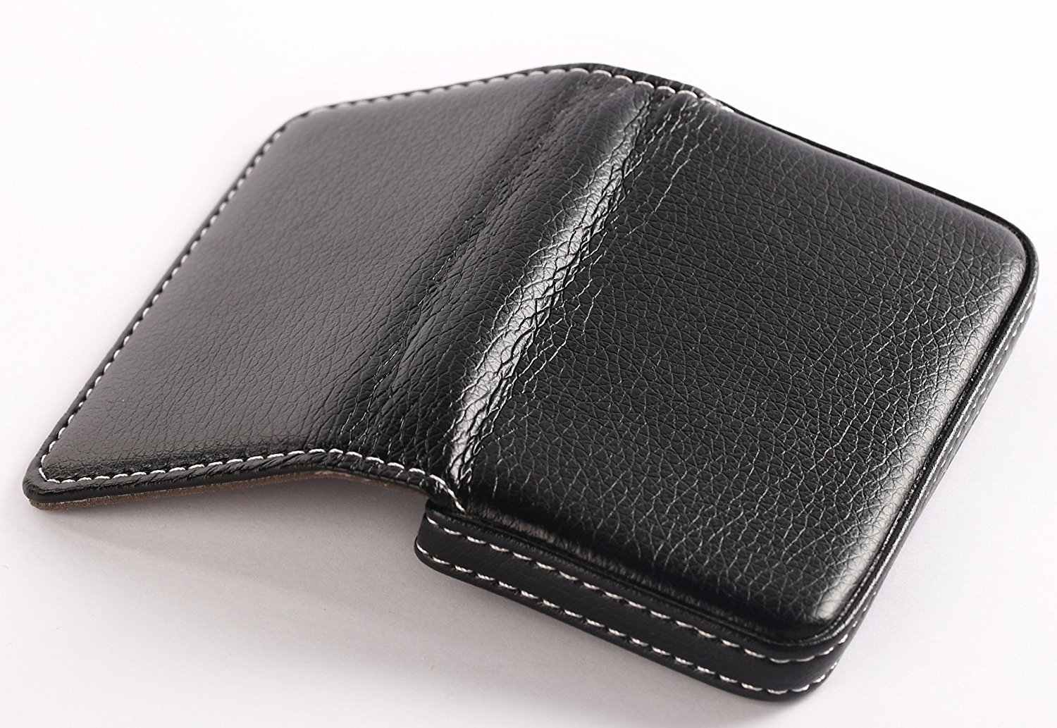 PU Leather Business Card Holder - Professional Pocket Wallet w Magnetic Closure