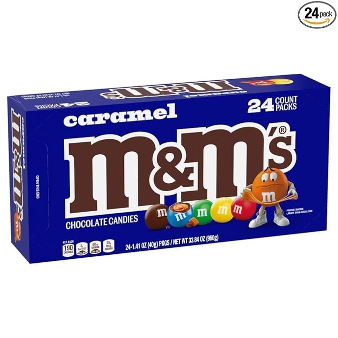 M&M'S Chocolate Candy, Caramel , 1.41 oz, 24 count
