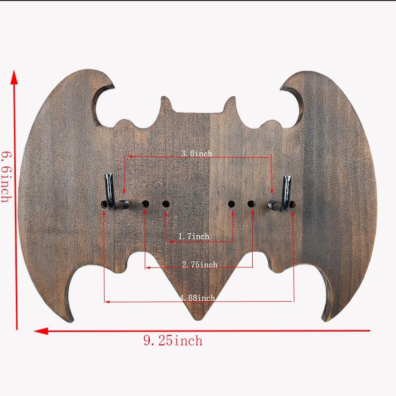 Walnut Solid Wood Sword Wall Rack - Bat-Shaped Wall Mount Storage Display Sta...