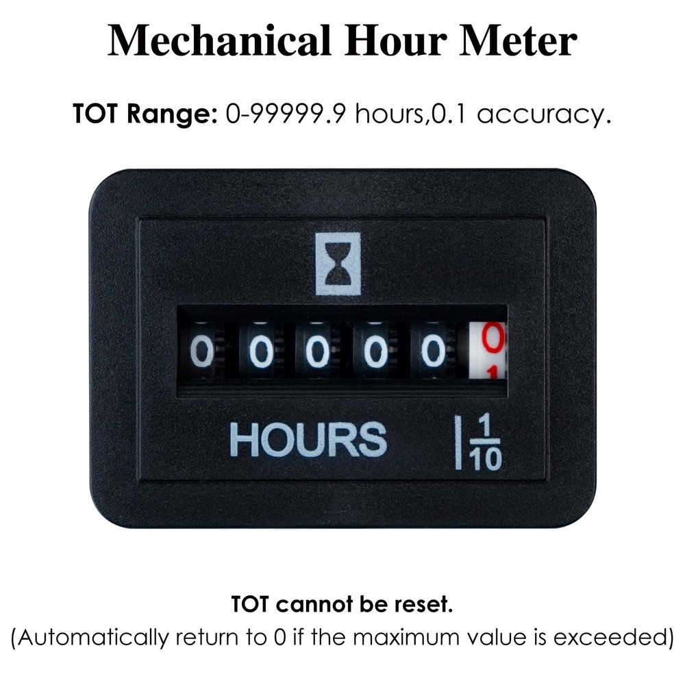 Jayron JR-HM001 Snap in Mechanical Hour Meter Rectangular for DC...