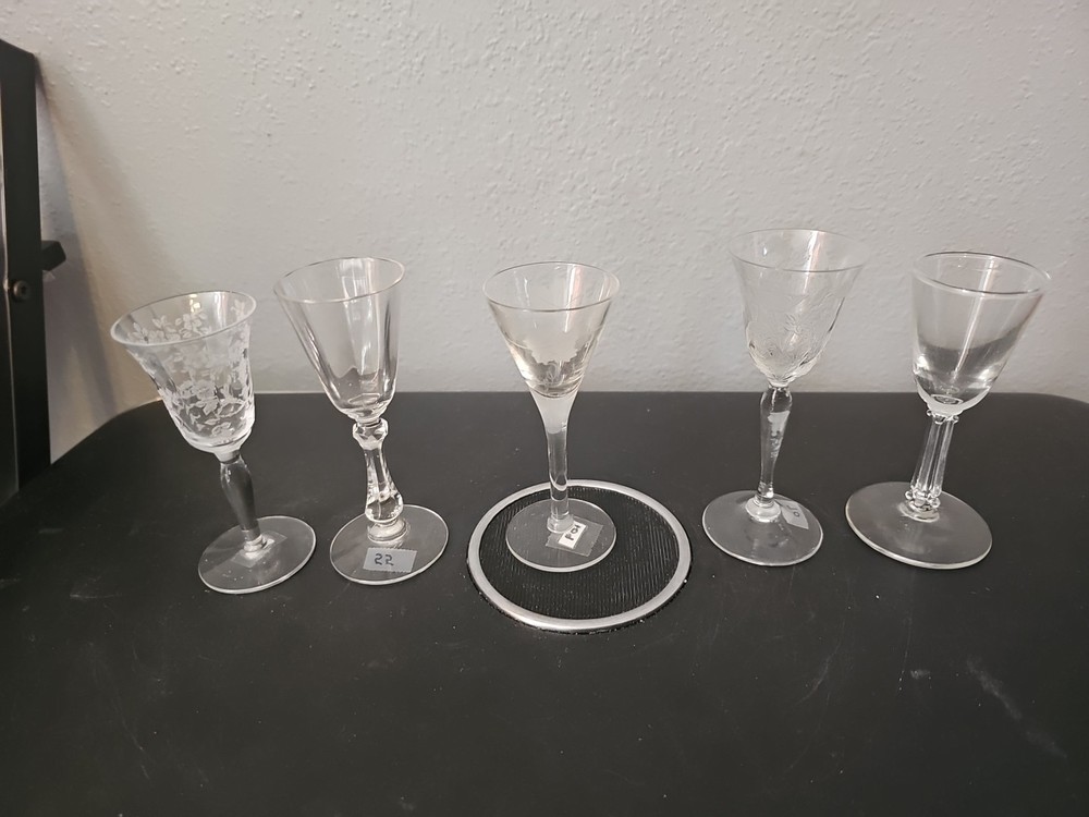 Set of 5 Different Cordial Glasses