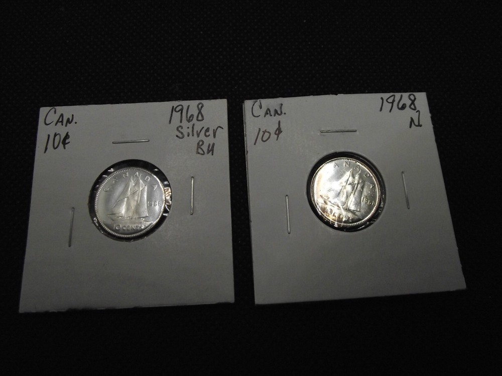 1968 Canada Silver & Nickel BU Dimes