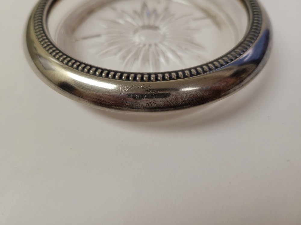 Vintage Silver Plated and Glass Coasters