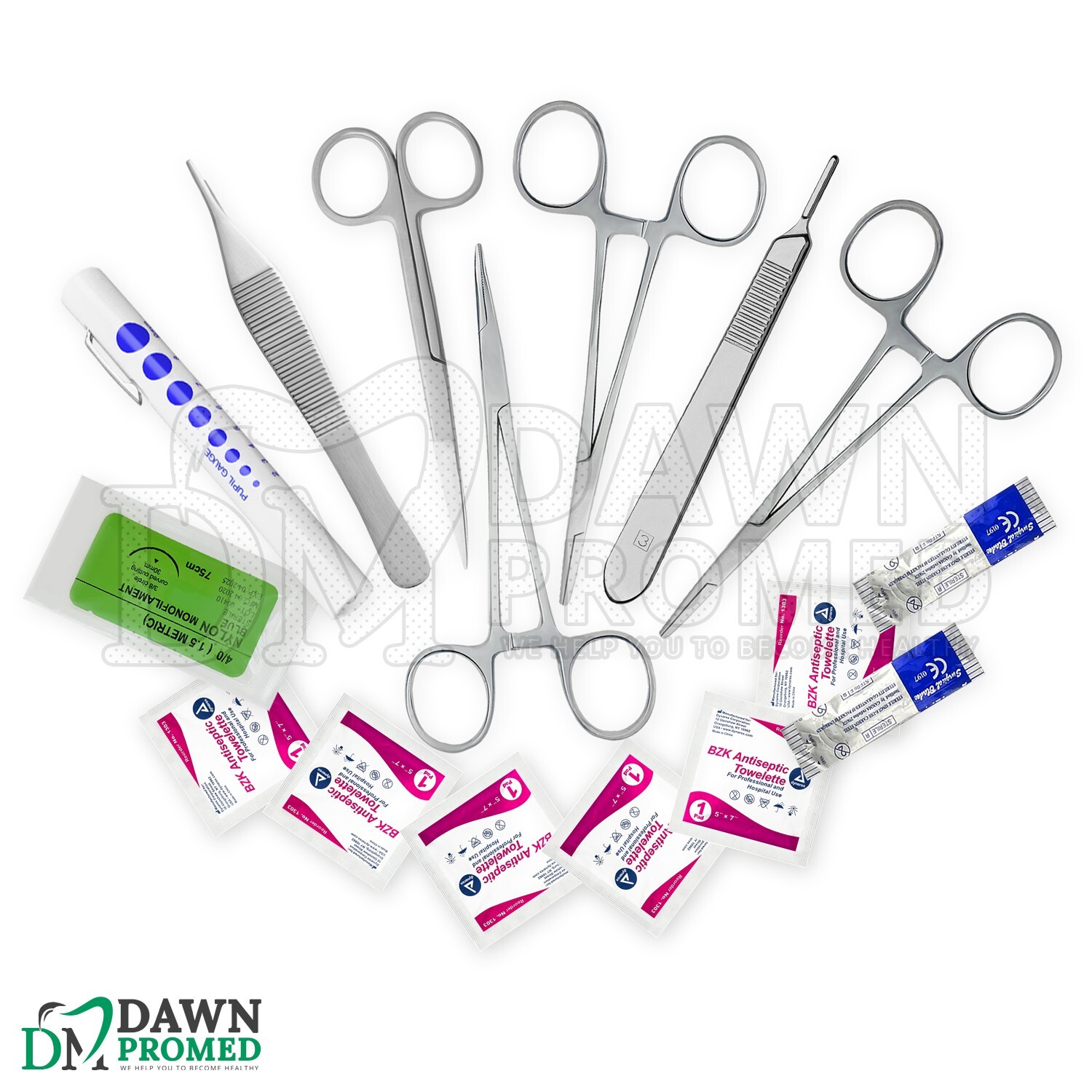 20 pcs Green US Military Style Surplus Emergency Survival Kit with MOLLE Pouch