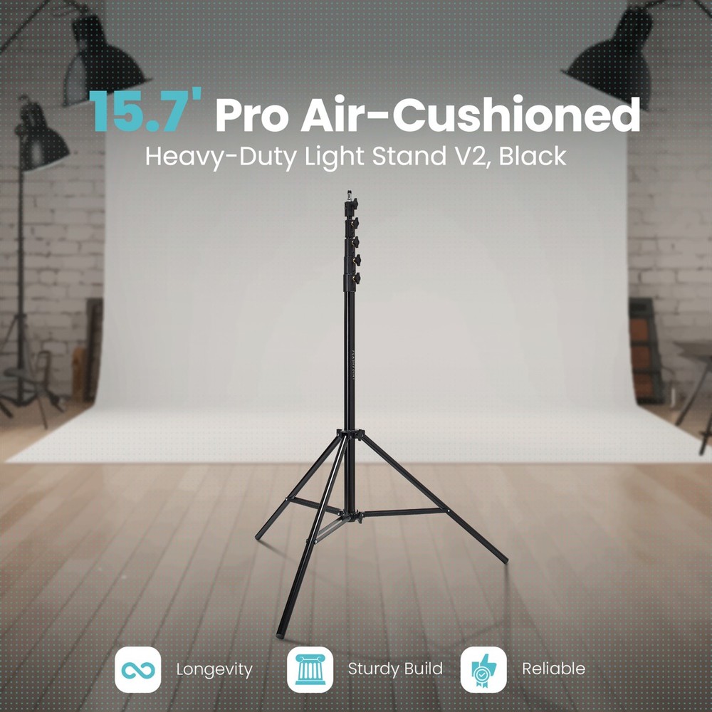 Flashpoint Pro Heavy-Duty Air-Cushioned Light Stand (Black, 15.7')