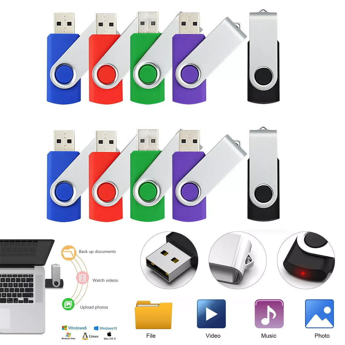 50/100 Pack 1MB-2GB Memory Stick USB Flash Drive Thumb Pen U Disk Data Storage