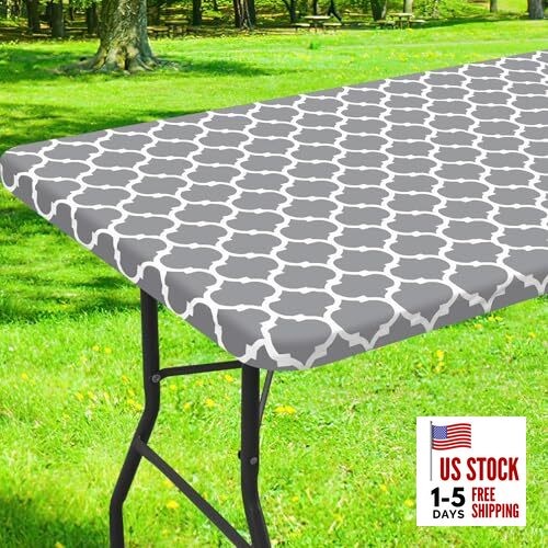 Rectangle Picnic Table Cover, Waterproof Elastic 72" x 30" (Rectangular) Grey