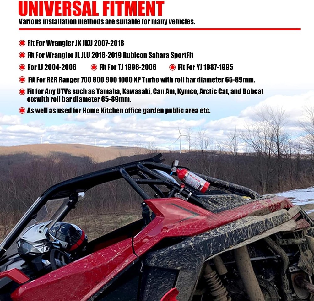 Universal Vehicle Adjustable Quick Release Roll Bar Fire Extinguisher Mount H...