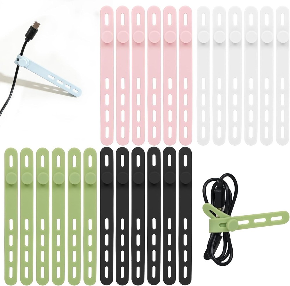 Silicone Cable Ties Reusable Washable Adjustable
