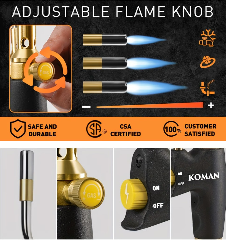 Propane Torch Head MAPP Gas Welding Soldering Trigger Ignition Cooking Torch