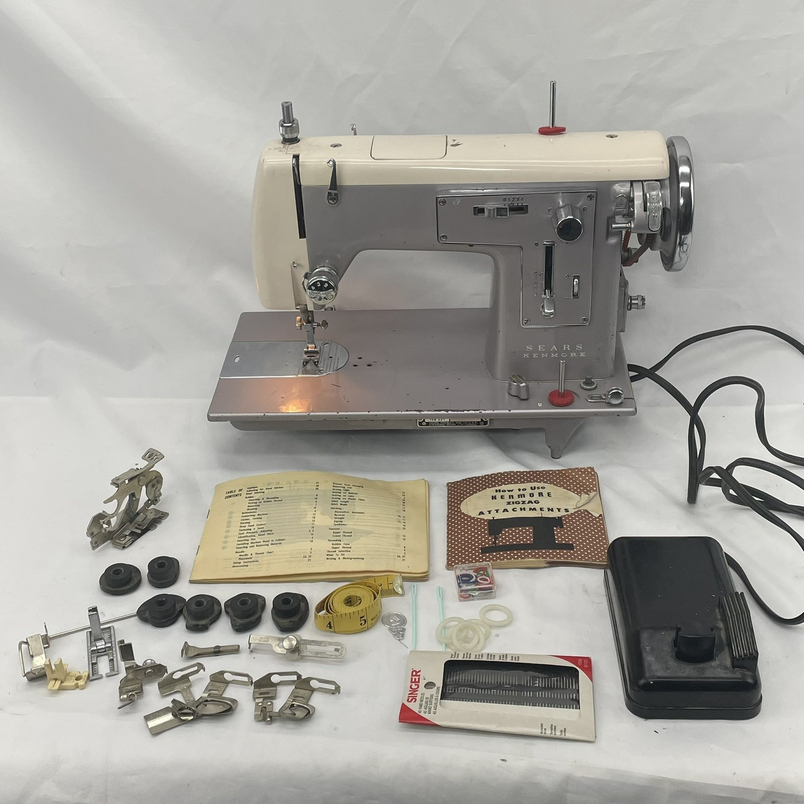 SERVICED - KENMORE 158 HEAVY DUTY 1 Amp Steel Zigzag Sewing Machine JAPAN