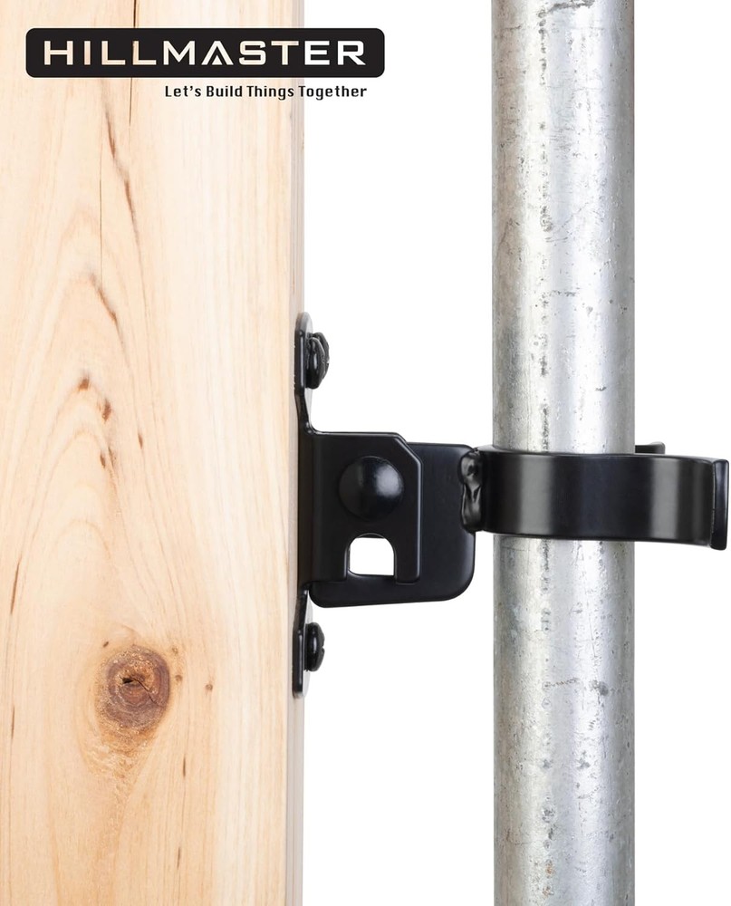 1-3/8" Flat Back Wall Mount Chain Link Fork Latch, Black Gate 1 Piece,