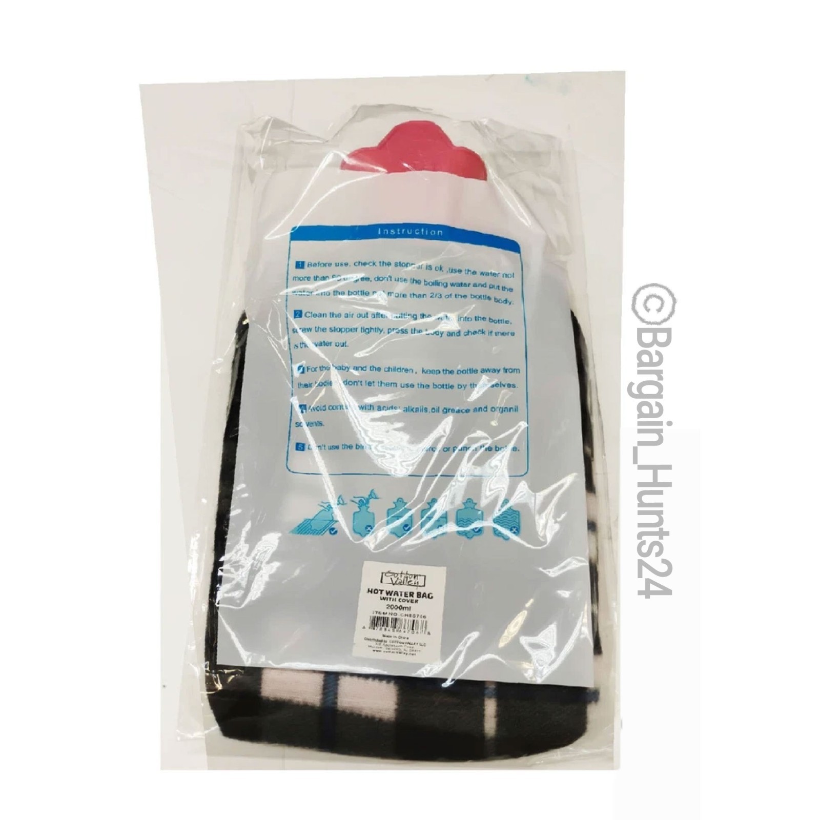 Hot Water Bottle with Plush Cover Rubber Bag For Warm Therapy 2000ml (Pack of 1)