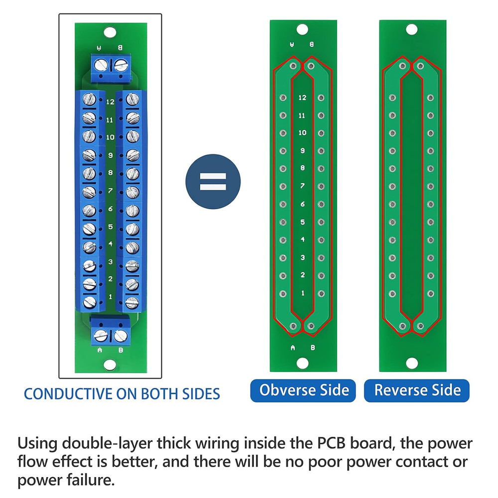 PCB Double-Layer Wiring Power Distribution Board Kit, 2 X 12 Position Power Dist