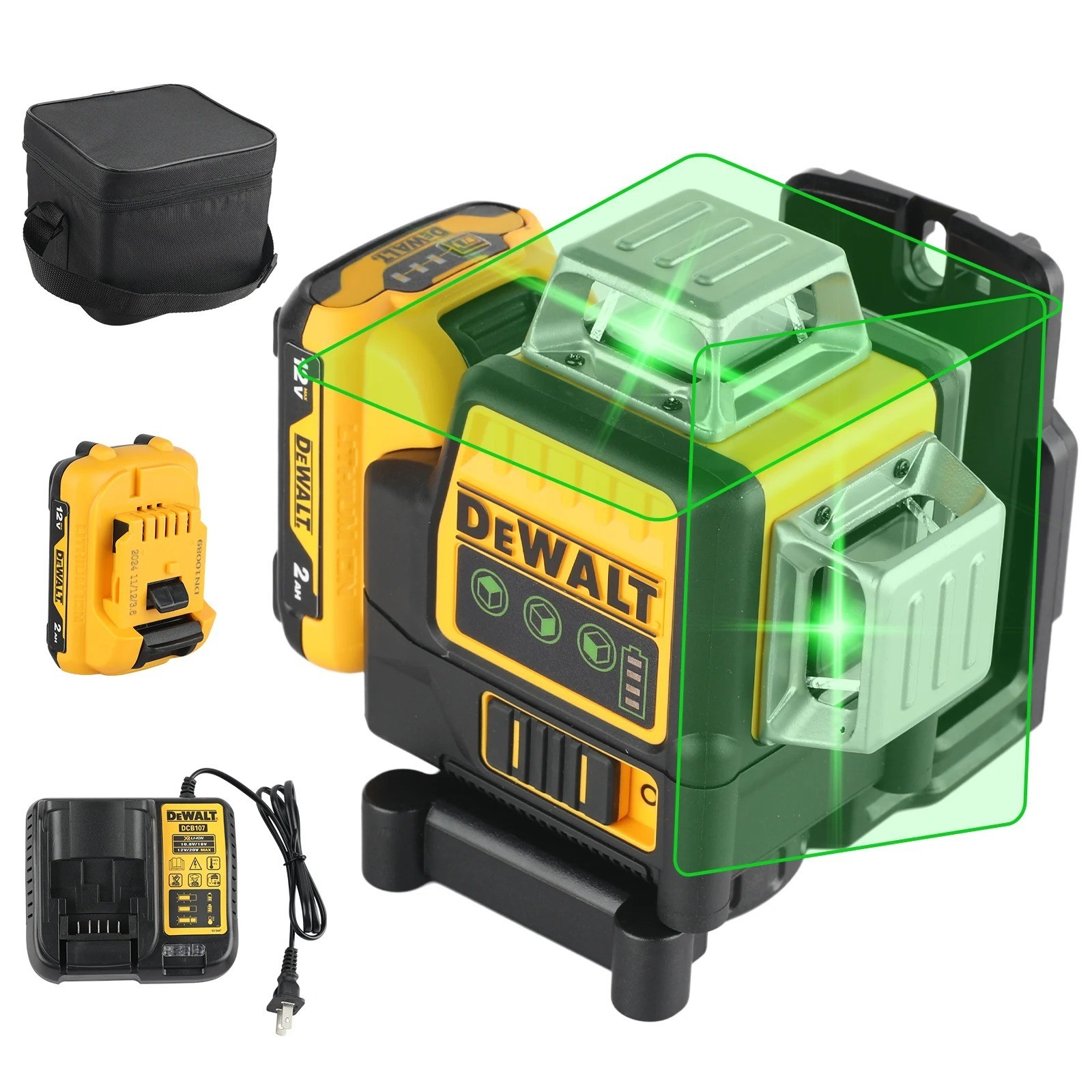 DeWalt DW089LG 12V Green Line 3 x 360 Laser Level Laser + battery + charger