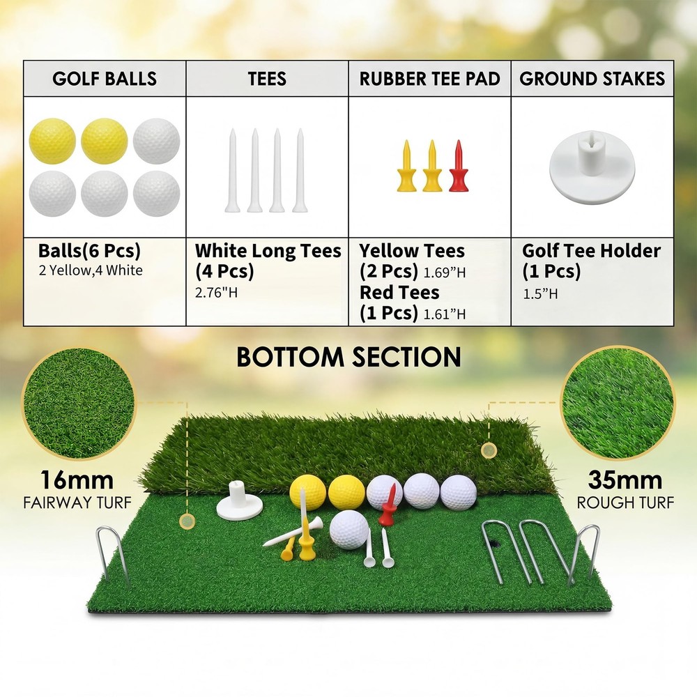 10x7FT Golf Practice Net w/Chipping Net & Mat Backyard Golf Hitting Training Set