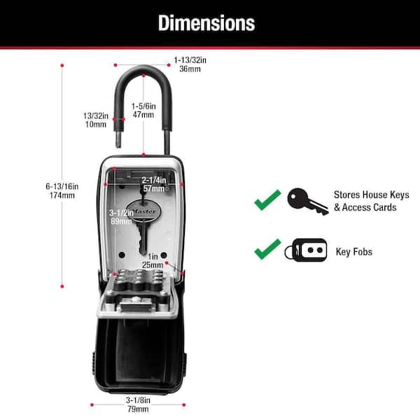 Master Lock 5422D 3-1/8" Lock Box Combination Push Button Portable Key Safe